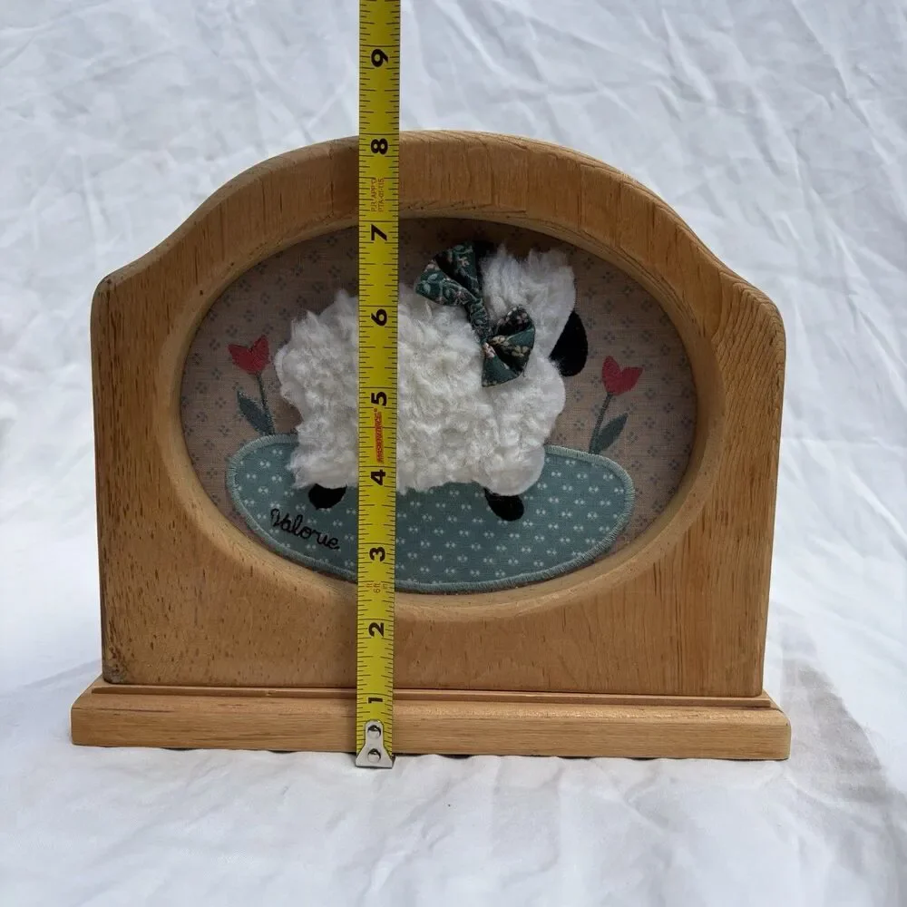 VTG Cottagecore Barn Sheep Wood Napkin Holder Country Decor Farmhouse Granny
